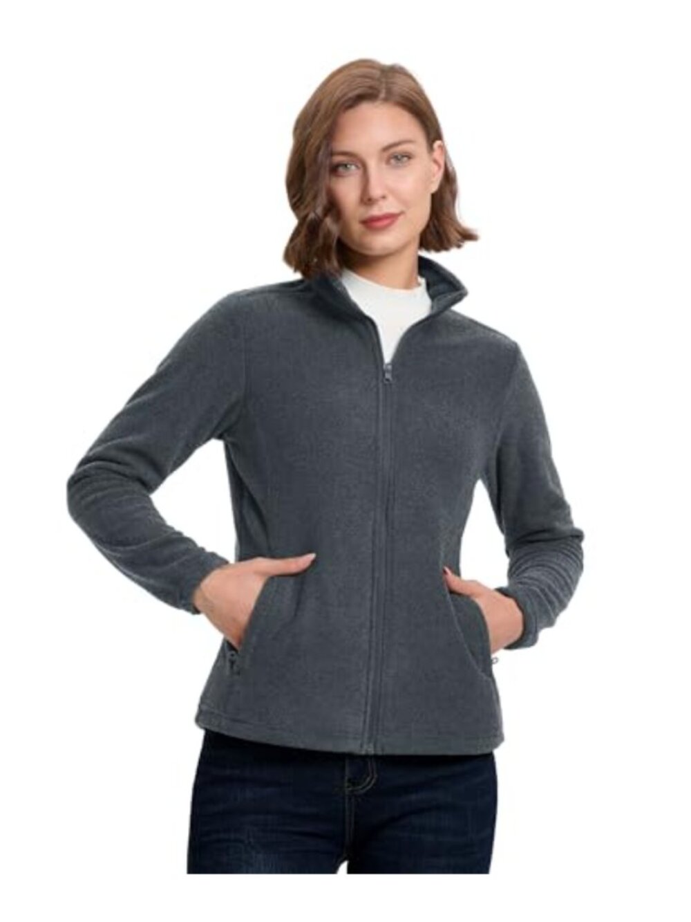 33,000ft Women's Zip Up Fleece Jacket Long Sleeve Warm Soft Polar Lightweight